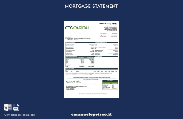 stile verificato Dichiarazione di mutuo CDG Capital Marocco Modello Word e model
